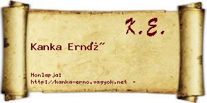 Kanka Ernő névjegykártya